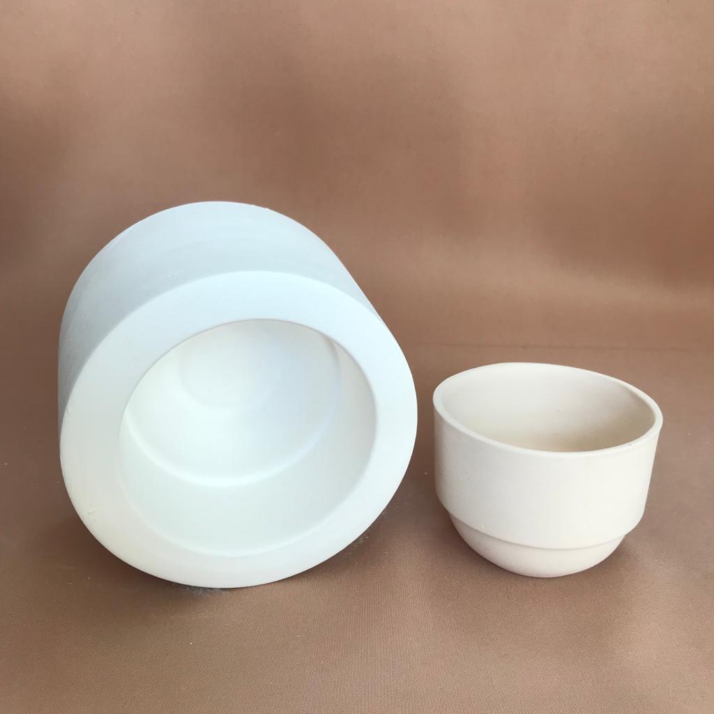 EK504 Plaster Mold - Ceramic Casting Mold - Rim Glazed Cup Mold 8x6.5cm