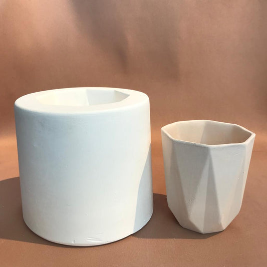 EK507 Plaster Mold - Ceramic Casting Mold - Octagonal Cup with Glaze Rim 8.5x8.5cm