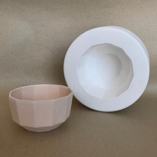 Plaster Mold - Ceramic Casting Mold Polygonal Bowl 10.5x6.5 cm