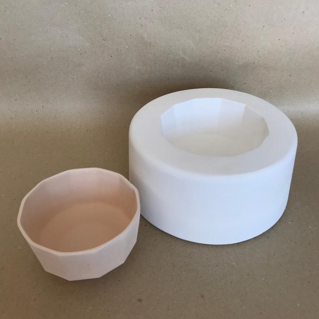 Plaster Mold - Ceramic Casting Mold Polygonal Bowl 10.5x6.5 cm