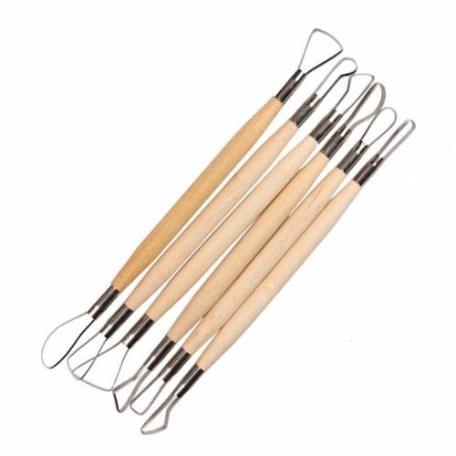 6 Pcs Clay Sculpting Tools Set Pottery Clay Modelling Carving Tool Double  Ended Stainless Steel Pottery Ribbon Sculpture Cutter With Wooden Handle  For